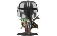 Star Wars The Mandalorian with Chrome Armour Carrying Baby Yoda 10-Inch Funko Pop! Vinyl - Clearance Sale