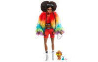 Barbie Extra Doll in Rainbow Coat with Pet Dog Toy - Clearance Sale