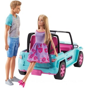 Barbie Jeep with 2 Dolls - Clearance Sale