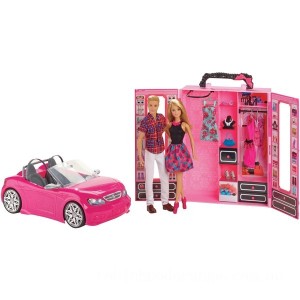 Barbie Dress Up and Go Closet and Convertible Car with 2 Dolls - Clearance Sale