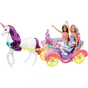 Barbie Dreamtopia Carriage with 2 Dolls - Clearance Sale