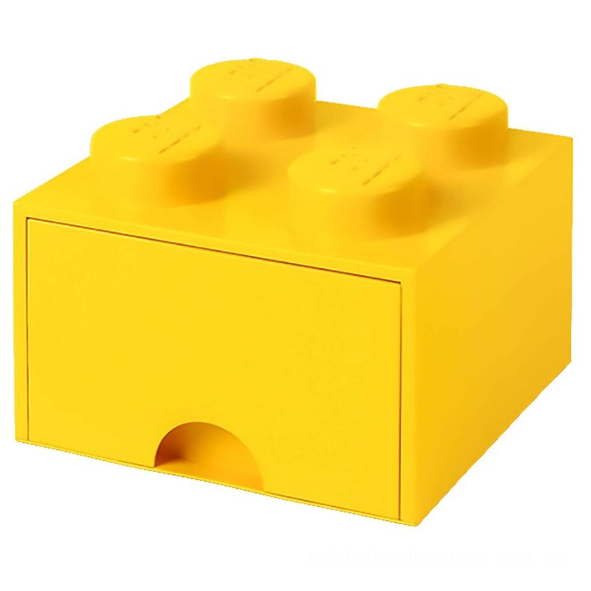 LEGO Storage 4 Knob Brick - 1 Drawer (Bright Yellow) - Clearance Sale