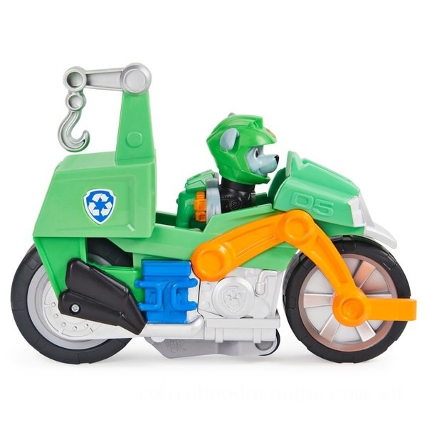 PAW Patrol Moto Pups Rocky’s Deluxe Pull Back Motorcycle Vehicle on Sale