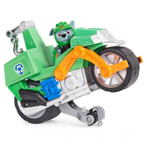 PAW Patrol Moto Pups Rocky’s Deluxe Pull Back Motorcycle Vehicle on Sale