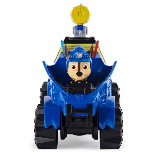 PAW Patrol Dino Rescue Chase’s Deluxe Rev Up Vehicle with Mystery Dinosaur Figure on Sale