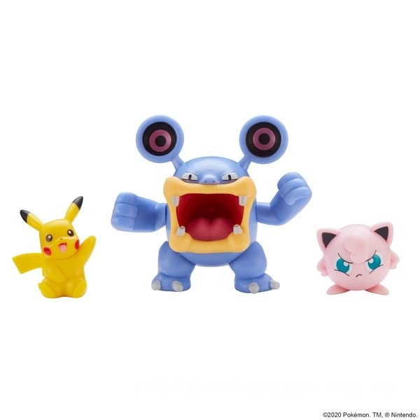 Pokemon Battle 3 Pack - Pikachu, Loudred and Jigglypuff - Clearance Sale