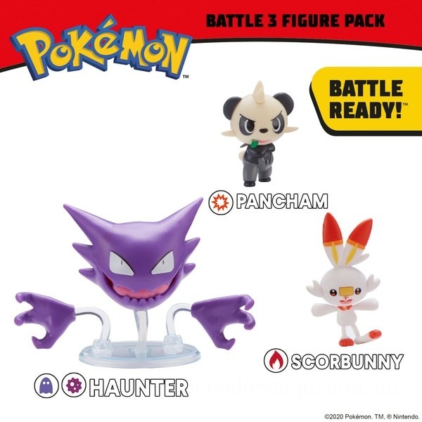 Pokemon Battle 3 Pack - Scorbunny,  Pancham and Haunter - Clearance Sale
