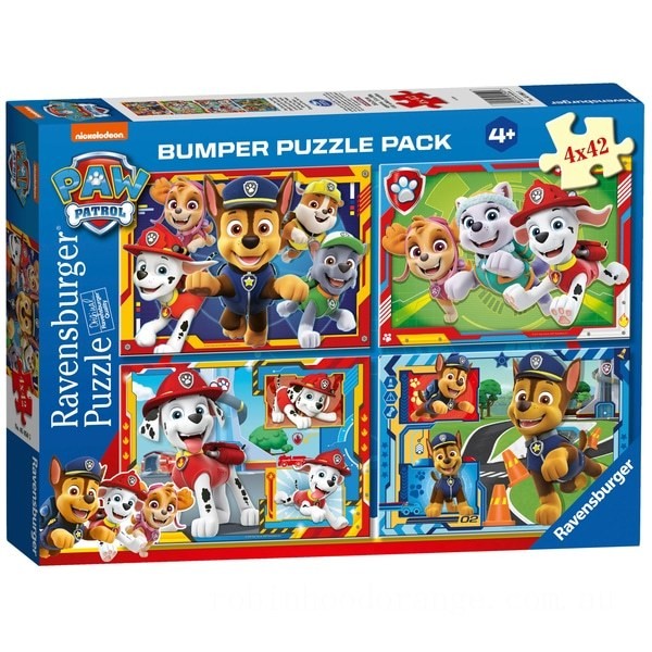 Ravensburger PAW Patrol Bumper Puzzle Pack, 4 x 42 Piece Puzzle Assortment on Sale