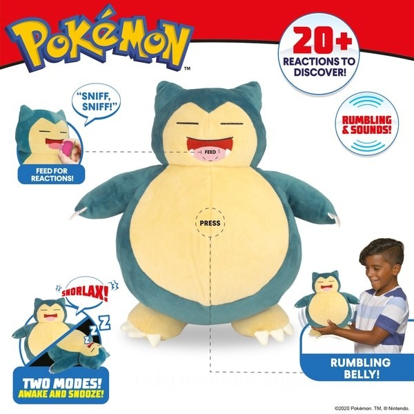 Pokémon Snooze Action 25cm Plush Snorlax - Clearance Sale
