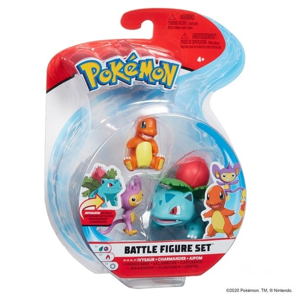 Pokémon Aipom, Charmander and Ivysaur Battle Figure 3 Pack - Clearance Sale
