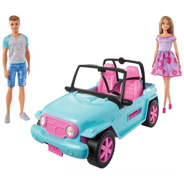 Barbie Jeep with 2 Dolls - Clearance Sale