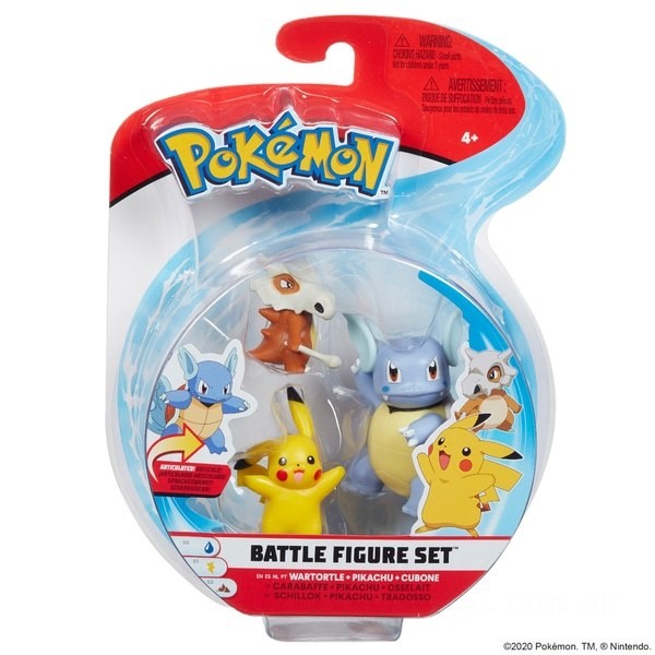 Pokémon Cubone, Pikachu and Wartortle Battle Figure 3 Pack - Clearance Sale