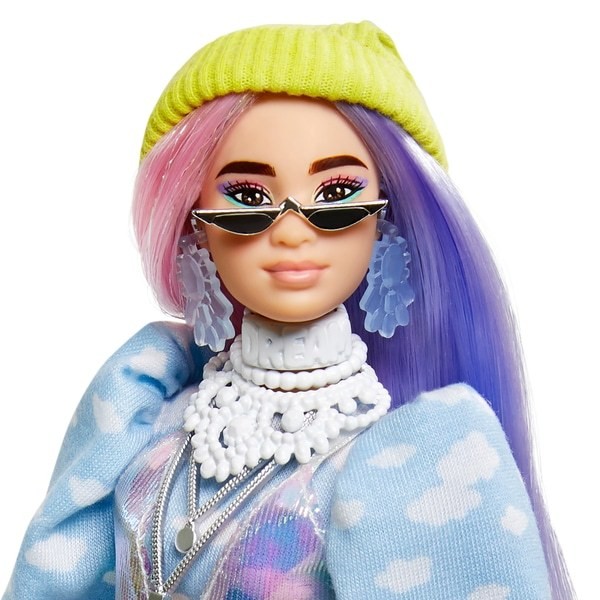 Barbie Extra Doll in Shimmery Look with Pet Puppy Toy - Clearance Sale