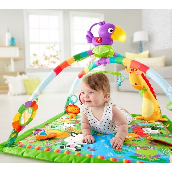 Fisher-Price Rainforest Music &amp; Lights Deluxe Gym Baby Toy - Clearance Sale