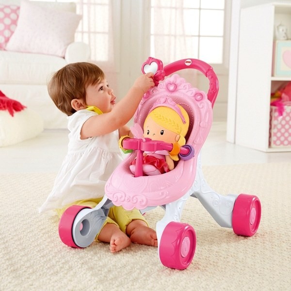 Fisher-Price Princess Stroll-Along Musical Walker and Doll Gift Set - Clearance Sale